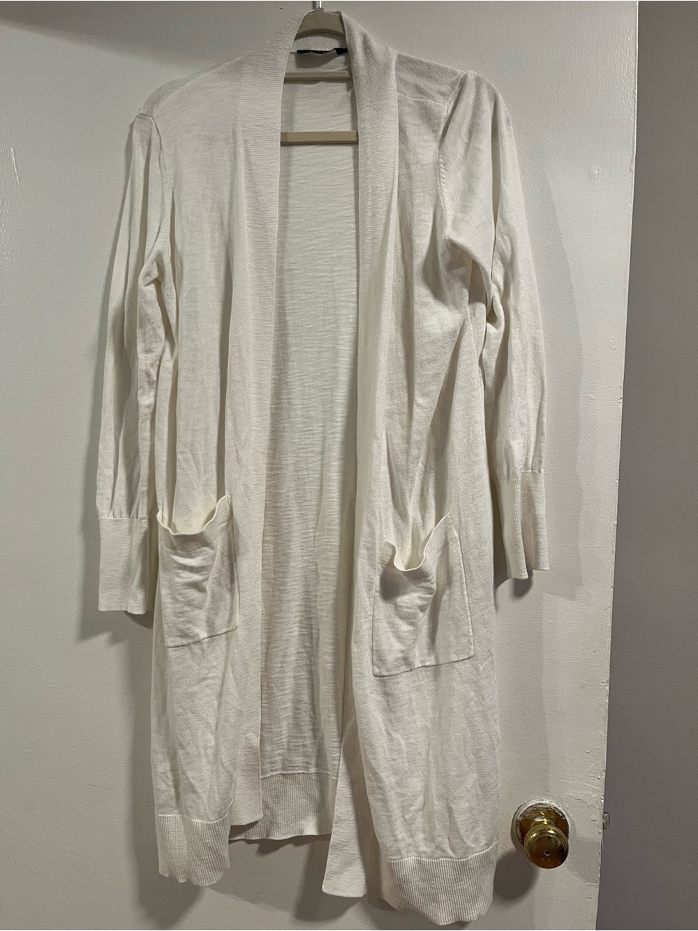 Denver Hayes Open-Front Long Cardigan - White